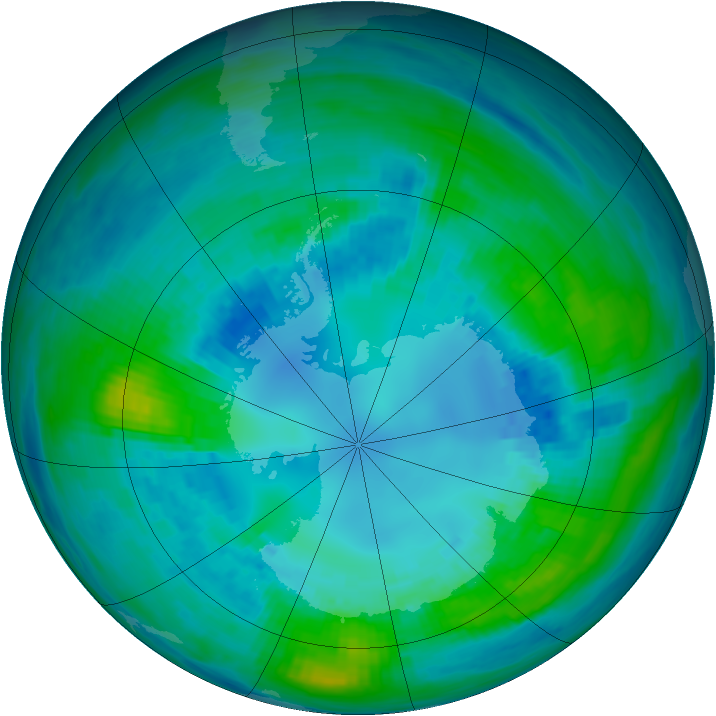 Antarctic ozone map for 18 April 1984